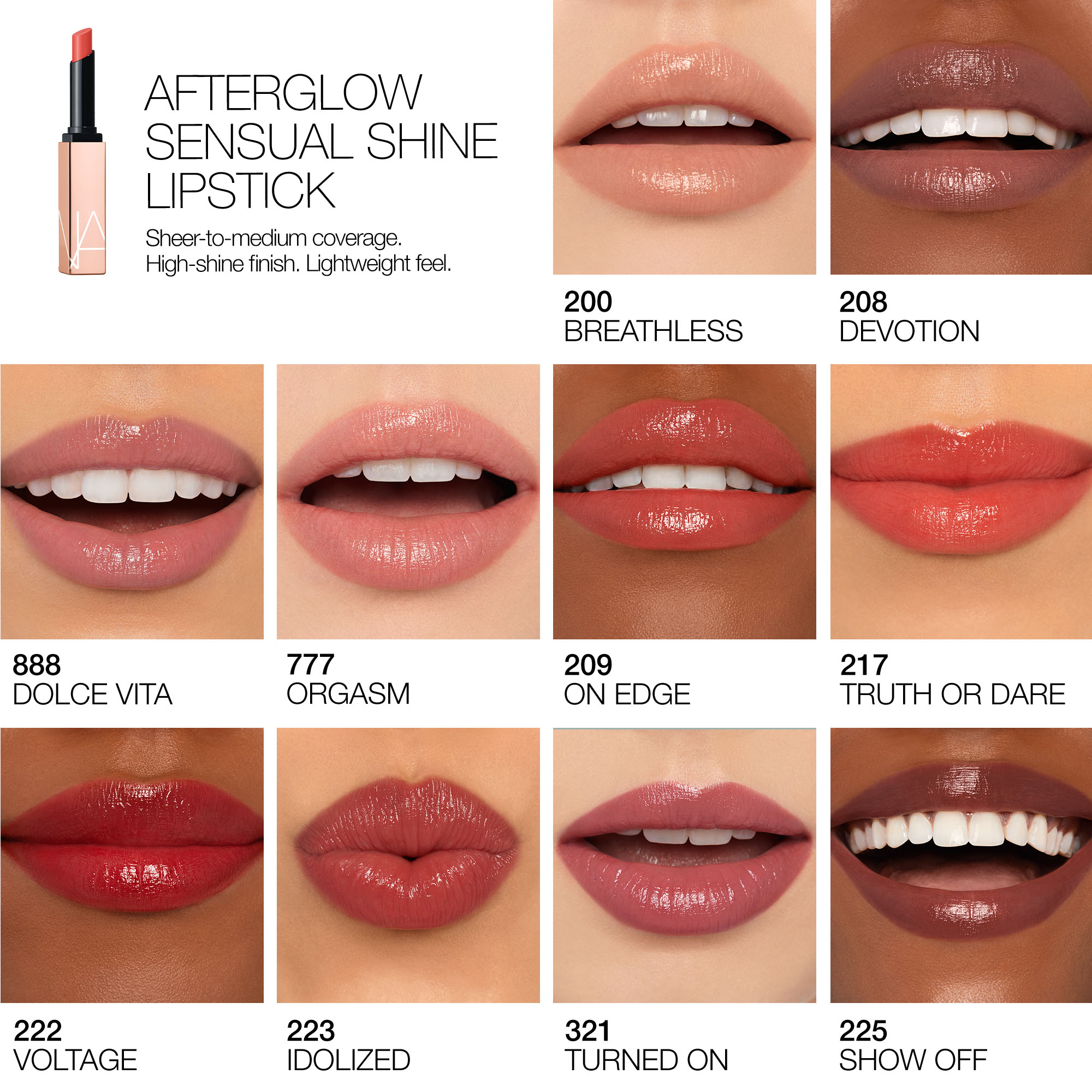 AFTERGLOW SENSUAL SHINE LIPSTICK, NARS Lips